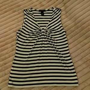 Women sleeveless Navy Blue Stripe Summer Top.